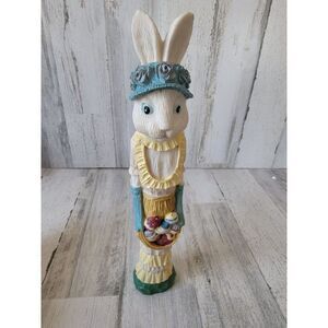 Ceramic tall Easter rabbit egg floral spring figure decor
